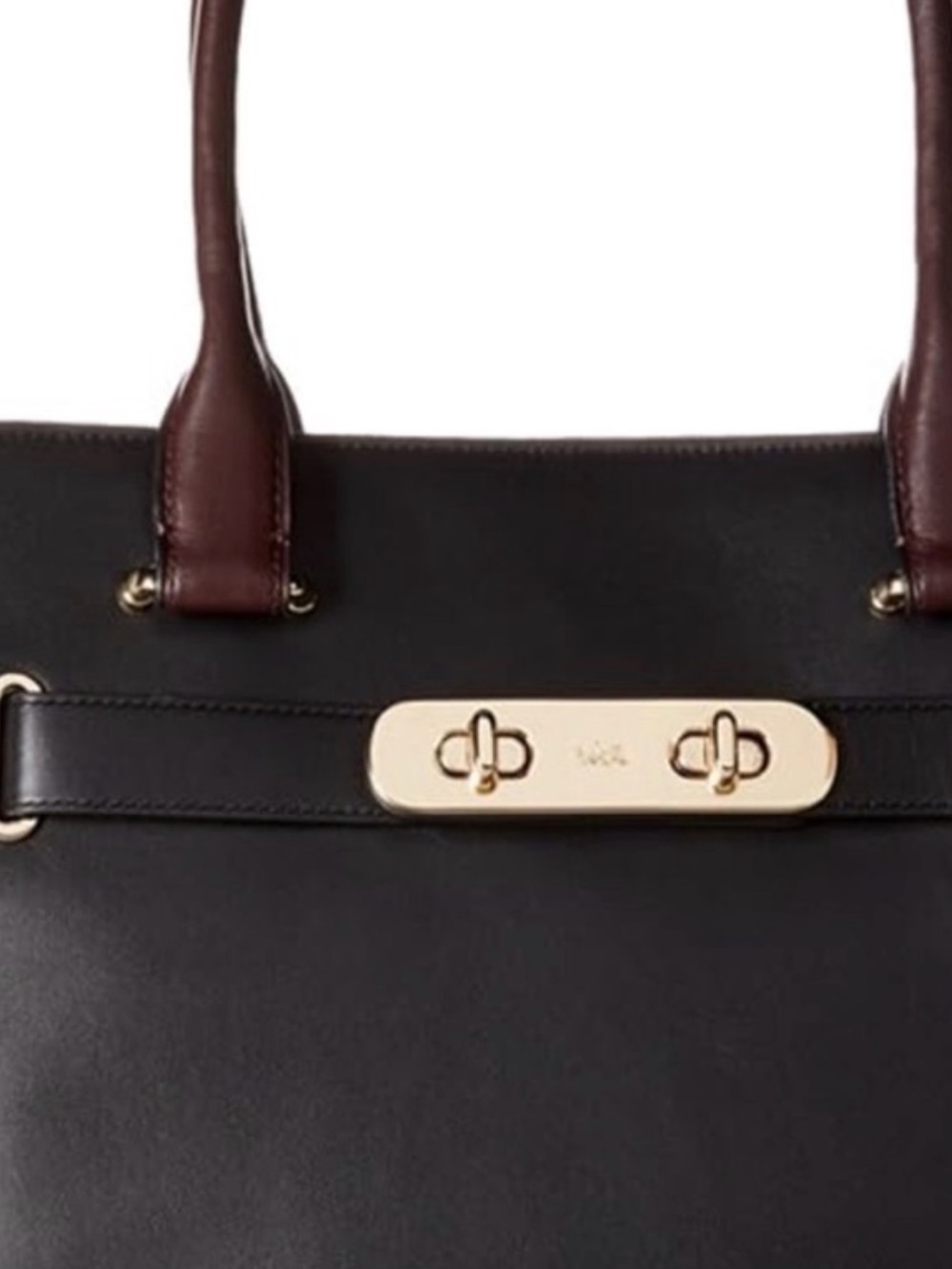 Coach Black and Dark Brown Leather Shoulder Bag with Gold Hardware